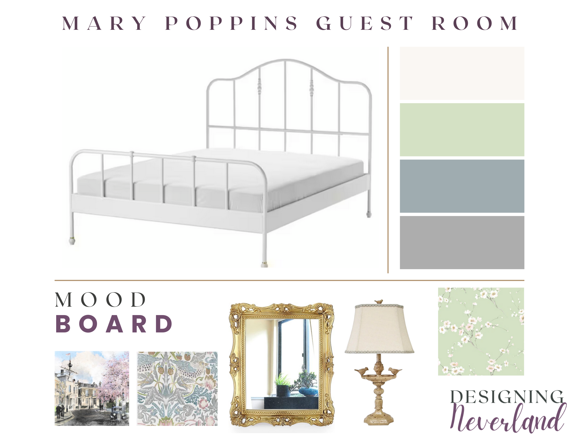 mary poppins guest room mood board