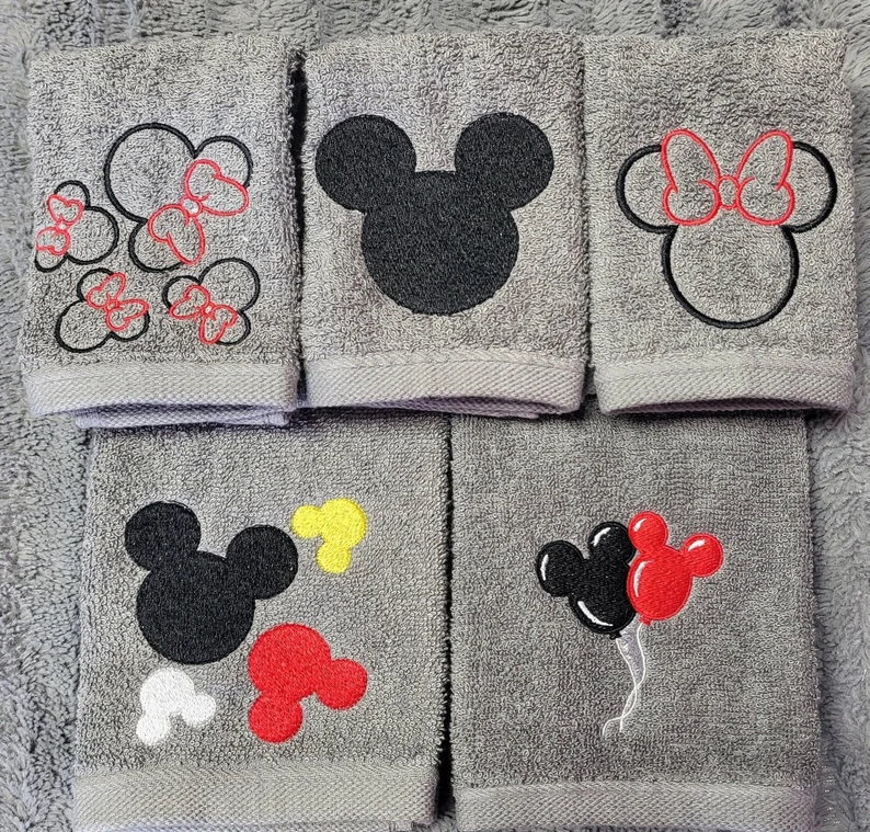 mickey and minnie embroidered towels